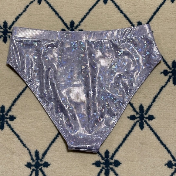 NWOT Lavender Holographic Glitter Rave Shorts - Picture 2 of 2